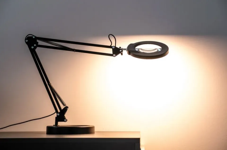 IMMAX LED stolní lampička ZOOM/ s lupou/ 12W/ 5V/2A/ 1200 lm/ stmívatelná/ černá