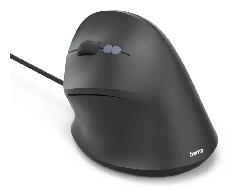 Hama vertikální ergonomická kabelová myš ECM-500L, pro leváky, černá