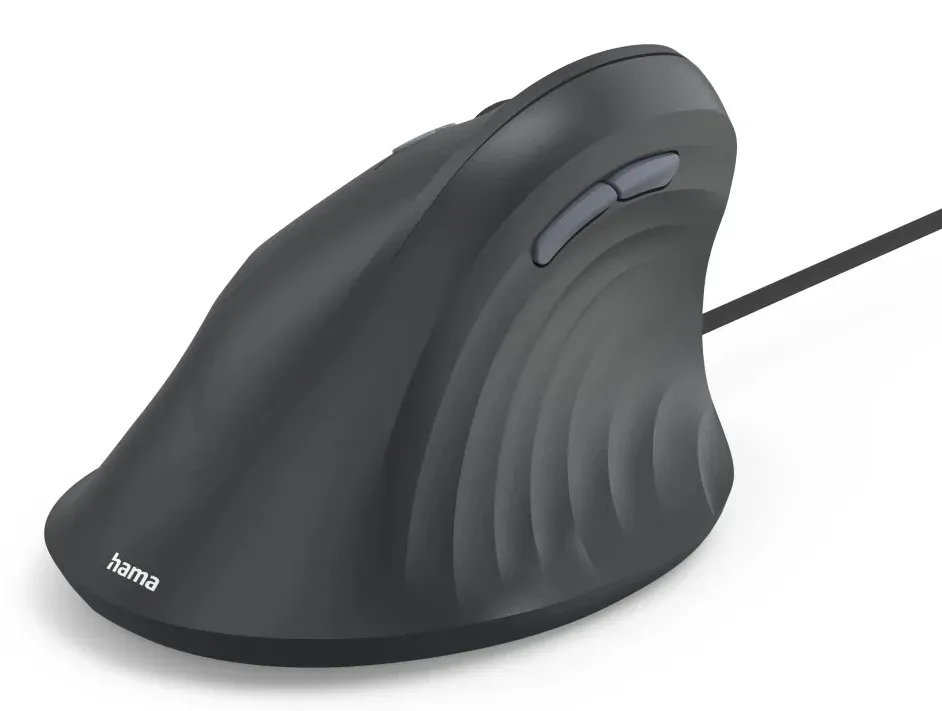 Hama vertikální ergonomická kabelová myš ECM-500L, pro leváky, černá