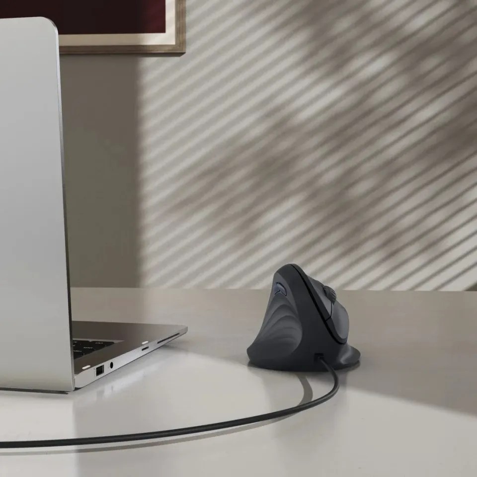 Hama vertikální ergonomická kabelová myš ECM-500L, pro leváky, černá