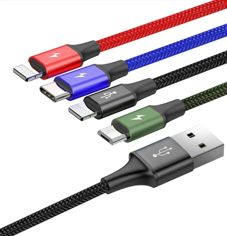 Baseus datový kabel 4v1 microUSB+USB-C+2xLightning 1,2m 3,5A černý