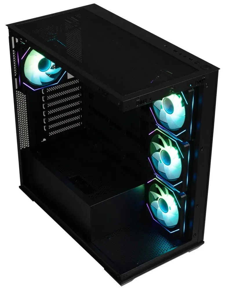 BitFenix skříň CETO Cube / 4x 120mm ARGB fan / 2x USB 3.0 / USB-C / tvrzené sklo / černá