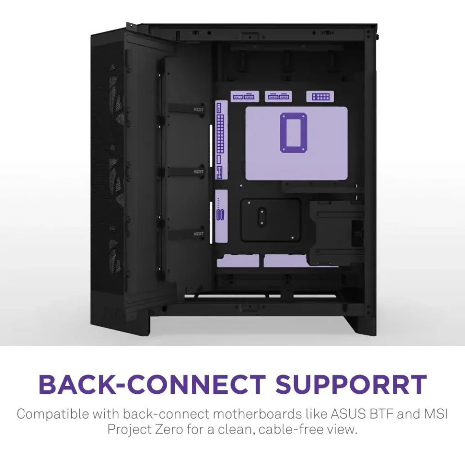 NZXT skříň H9 Flow RGB+ dvoukomorová ATX / 2x140 mm RGB fan / 1x120 RGB fan / prosklená / controller / černá