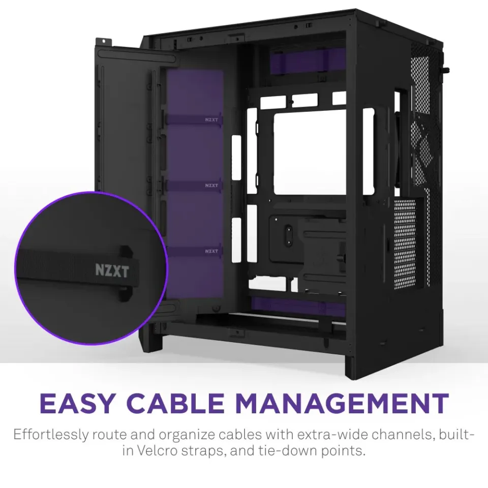 NZXT skříň H9 Flow RGB+ dvoukomorová ATX / 2x140 mm RGB fan / 1x120 RGB fan / prosklená / controller / černá