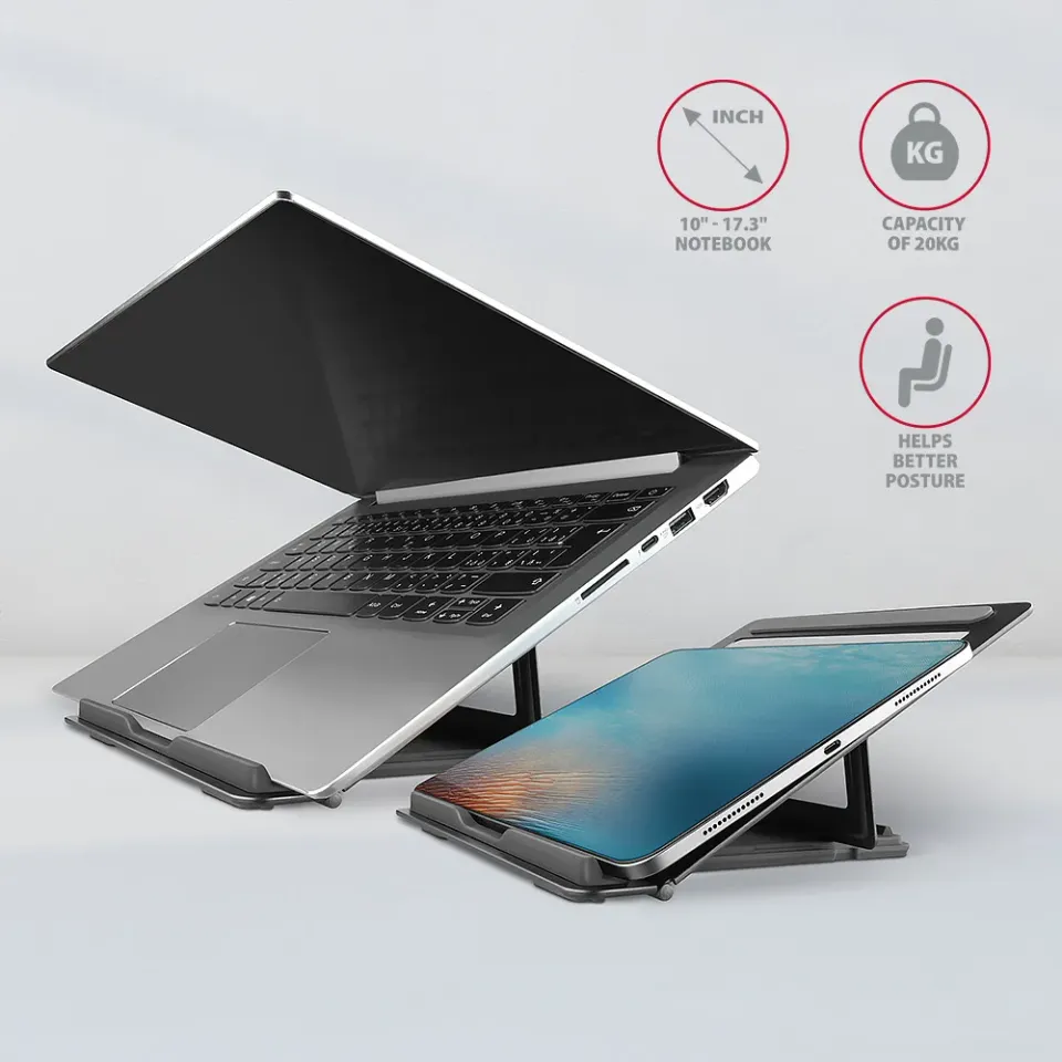 AXAGON STND-L, hliníkový stojan pro notebooky velikosti 10" - 16", čtyři nastavi