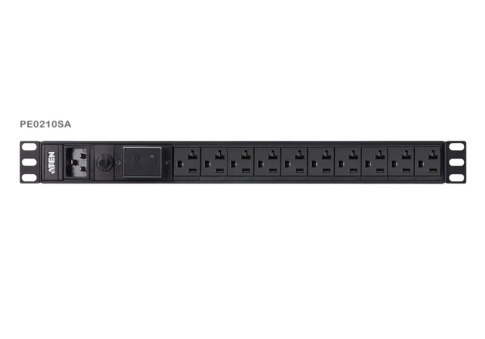 Aten PE0210S Základní 1U PDU s přepěťovou ochranou 16A Vstup C20 výstup 10X C13