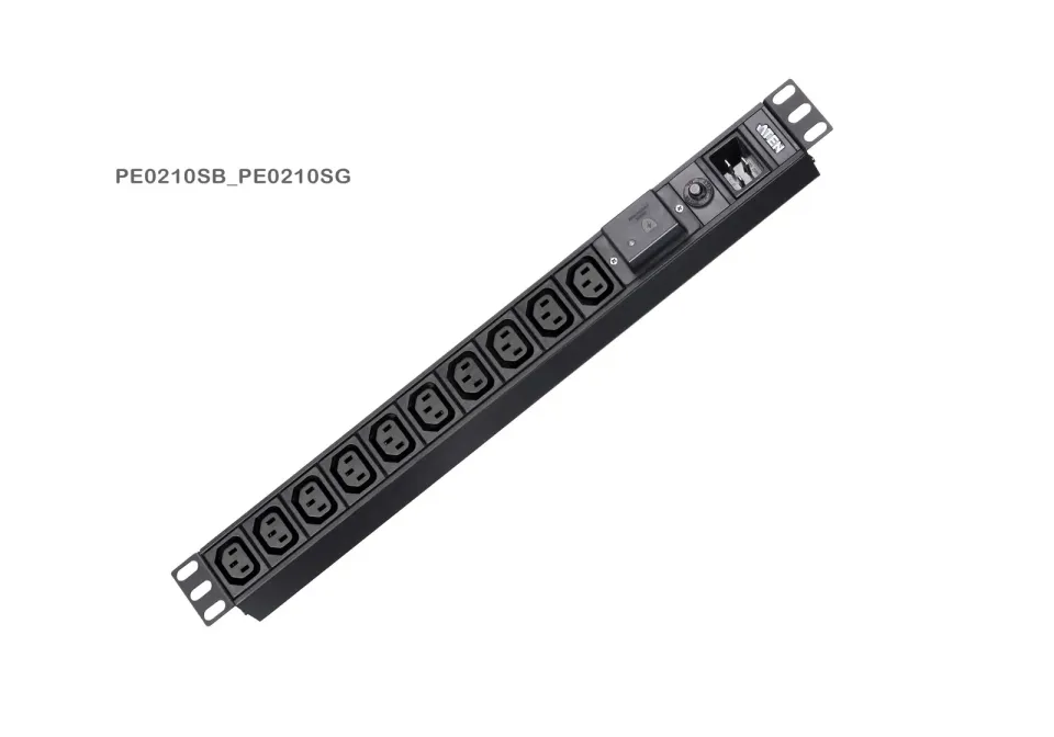 Aten PE0210S Základní 1U PDU s přepěťovou ochranou 16A Vstup C20 výstup 10X C13