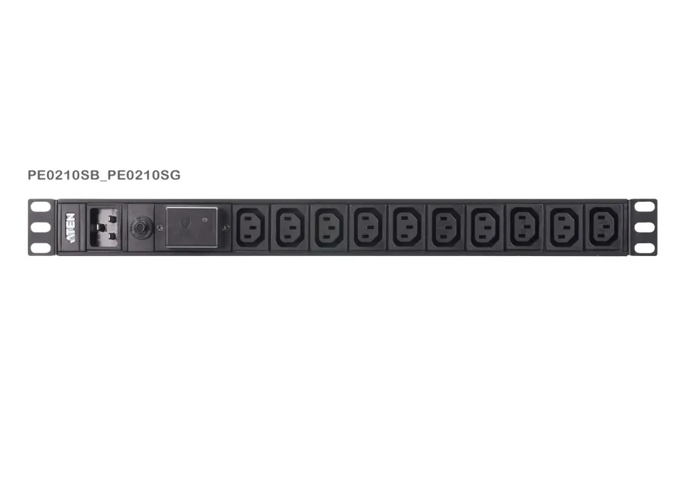 Aten PE0210S Základní 1U PDU s přepěťovou ochranou 16A Vstup C20 výstup 10X C13