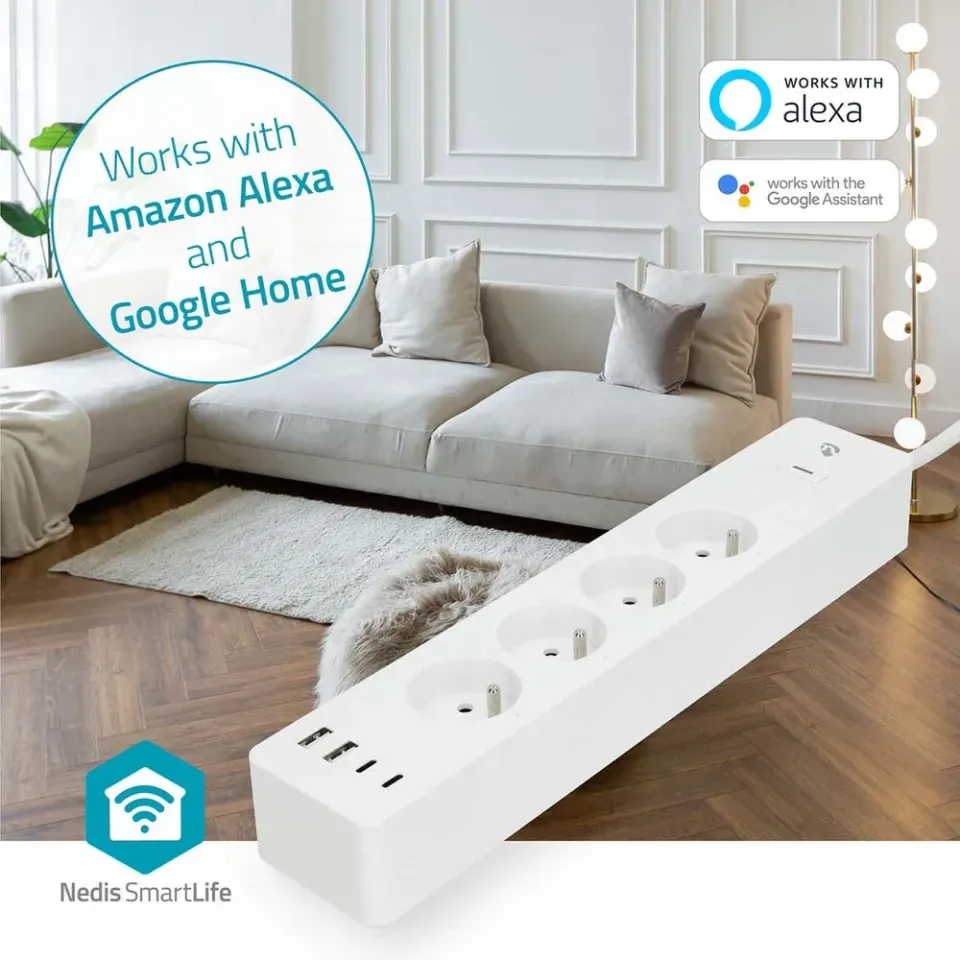 Nedis WIFIP313EWT - SmartLife Prodlužovací Přívod| Wi-Fi | 4x Zásuvka typu F (CE