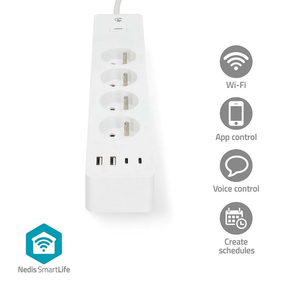 Nedis WIFIP313EWT - SmartLife Prodlužovací Přívod| Wi-Fi | 4x Zásuvka typu F (CE