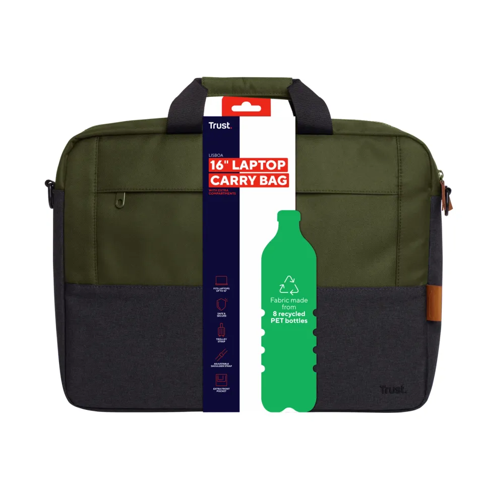 TRUST Taška na notebook 16" Lisboa Bag - zelená