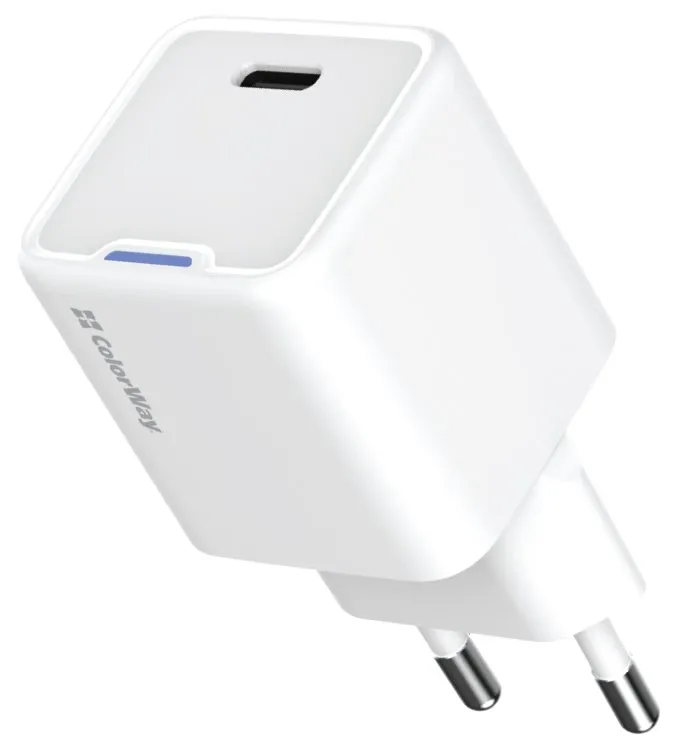 COLORWAY 1x USB-C/ síťová nabíječka/ GaN/ PD/ PPS/ 25W/ Bílá