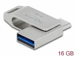 Delock Flash disk USB 3.2 Gen 1, USB-C + Typ-A, 16 GB - kovový kryt