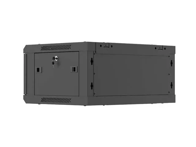 LANBERG NÁSTĚNNÁ INSTALAČNÍ SKŘÍŇ 19" 4U 600X450 ČERNÉ KOVOVÉ DVEŘE (PLOCHÉ BALENÍ)