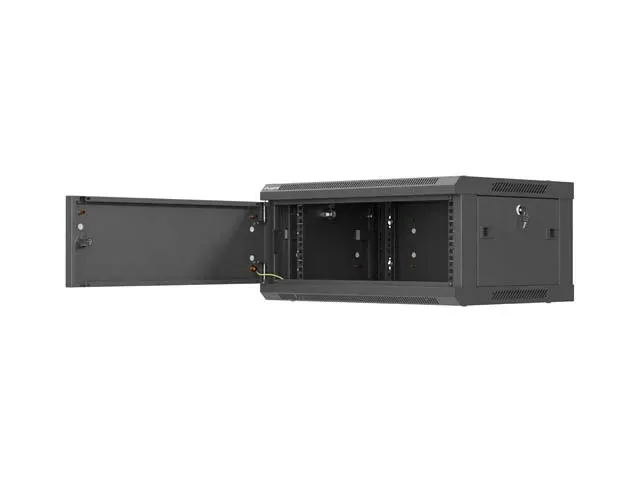 LANBERG NÁSTĚNNÁ INSTALAČNÍ SKŘÍŇ 19" 4U 600X450 ČERNÉ KOVOVÉ DVEŘE (PLOCHÉ BALENÍ)