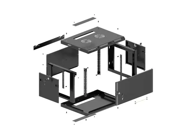 LANBERG NÁSTĚNNÁ INSTALAČNÍ SKŘÍŇ 19" 4U 600X450 ČERNÉ KOVOVÉ DVEŘE (PLOCHÉ BALENÍ)
