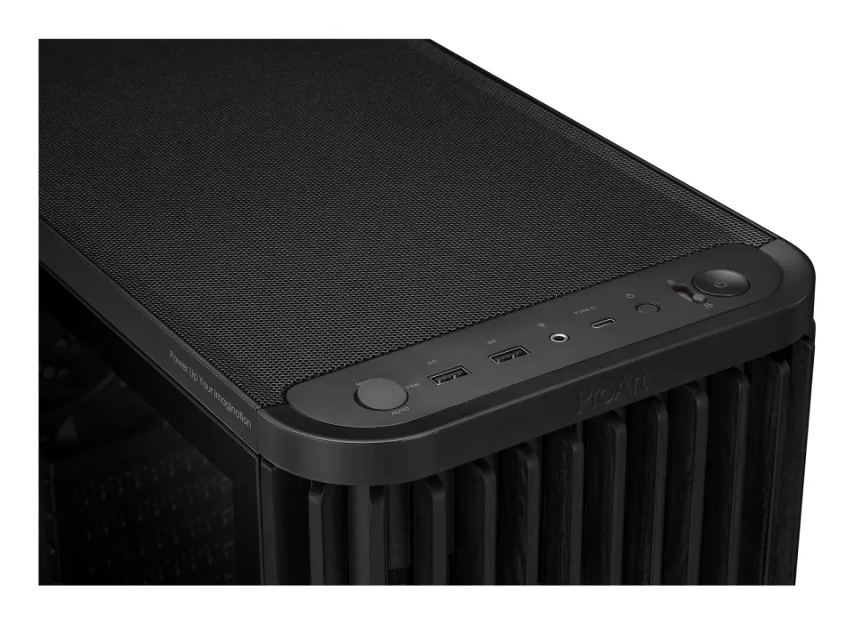 ASUS case PROART PA401 WOOD TG, Mid Tower, ATX, 1xUSB-C Gen2x2, 2xUSB 3.0, 2x 160mm Fan, 1x 120mm Fan, černá