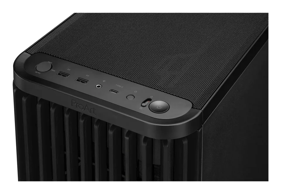 ASUS case PROART PA401 WOOD TG, Mid Tower, ATX, 1xUSB-C Gen2x2, 2xUSB 3.0, 2x 160mm Fan, 1x 120mm Fan, černá