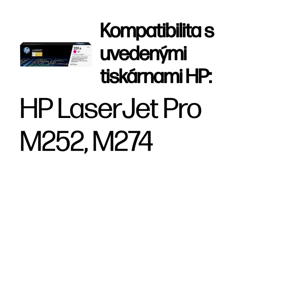 HP CF403A magenta toner č.201A malý cca 1400 str. (HP CLJ M252, M277, M274, purpurová, ColorSphere 3 Jetintelligence )
