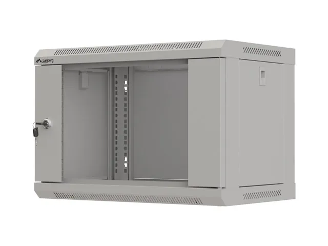 LANBERG 19" RACKOVÁ SKŘÍŇ PRO MONTÁŽ NA STĚNU 6U/540X350 (FLAT PACK) S PROSKLENÝMI DVEŘMI ŠEDÁ