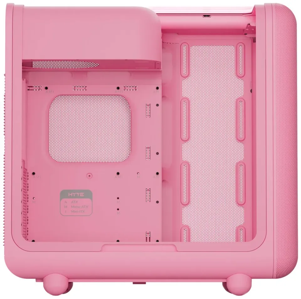 HYTE skříň X50 Strawberry Milk / prosklená zaoblená bočnice / bez zdroje / 1x USB-C / 2x USB-A