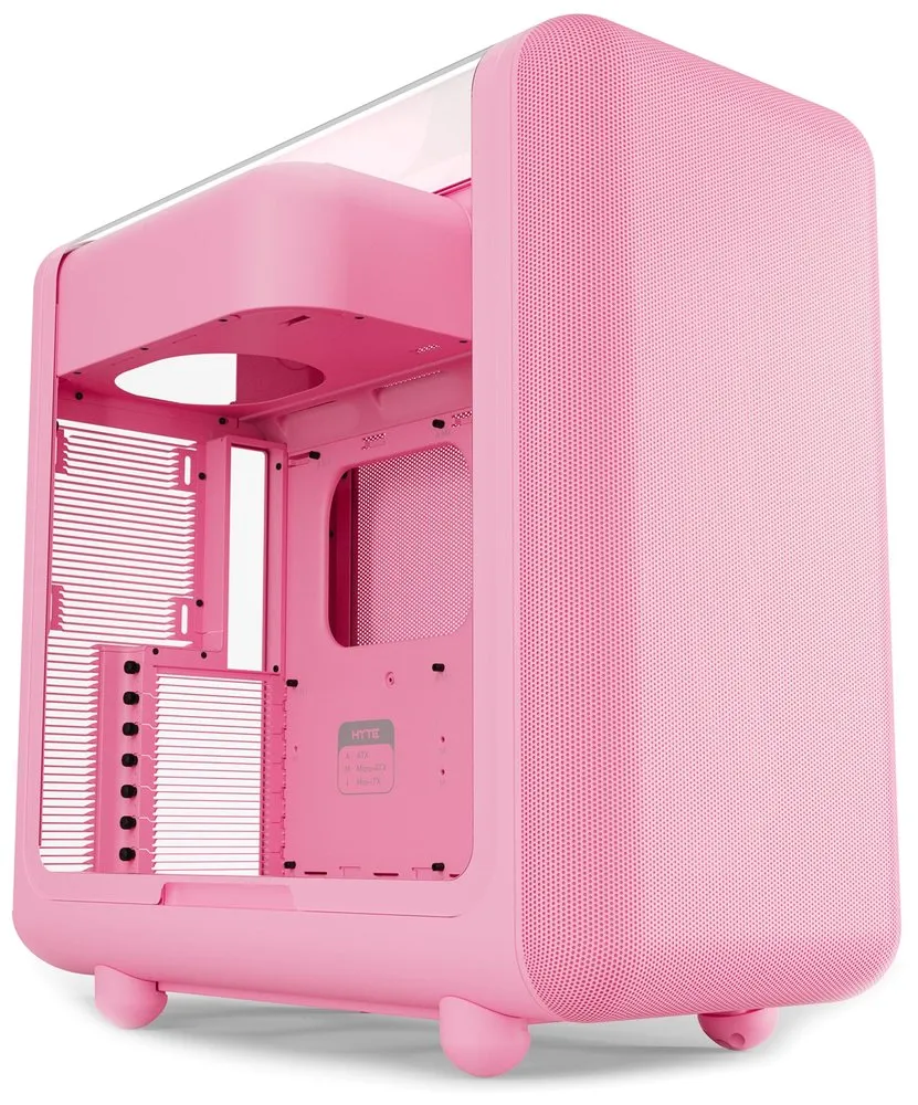 HYTE skříň X50 Strawberry Milk / prosklená zaoblená bočnice / bez zdroje / 1x USB-C / 2x USB-A
