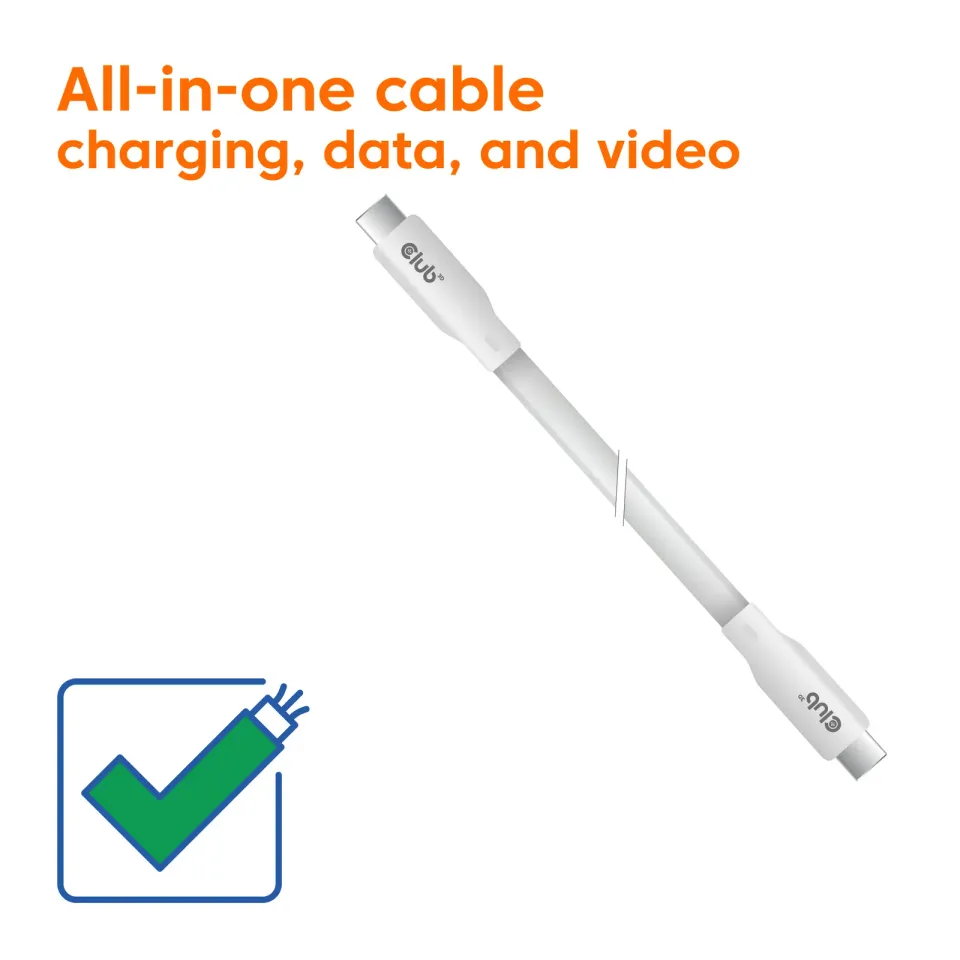 Club3D Kabel USB-C 4.0, 20Gbps, 4K60Hz, PD 240W, 2m, bílá