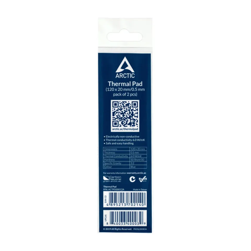 ARCTIC Thermal Pad 120x20mm t: 0.5mm - pack of 2