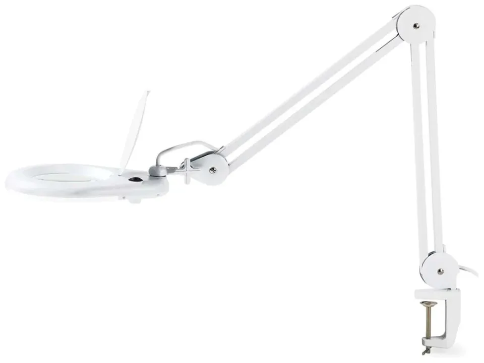 NEDIS zvětšovací stolní LED lampa/ čočka 3 dioptrie/ spotřeba 9 W/ teplota 6500 K/ světelný tok 720 lm/ bílá