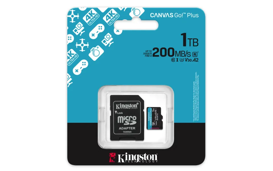KINGSTON 1TB microSDXC Canvas Go Plus Gen4 200MB/s A2 U3 V30 Card + Adapter