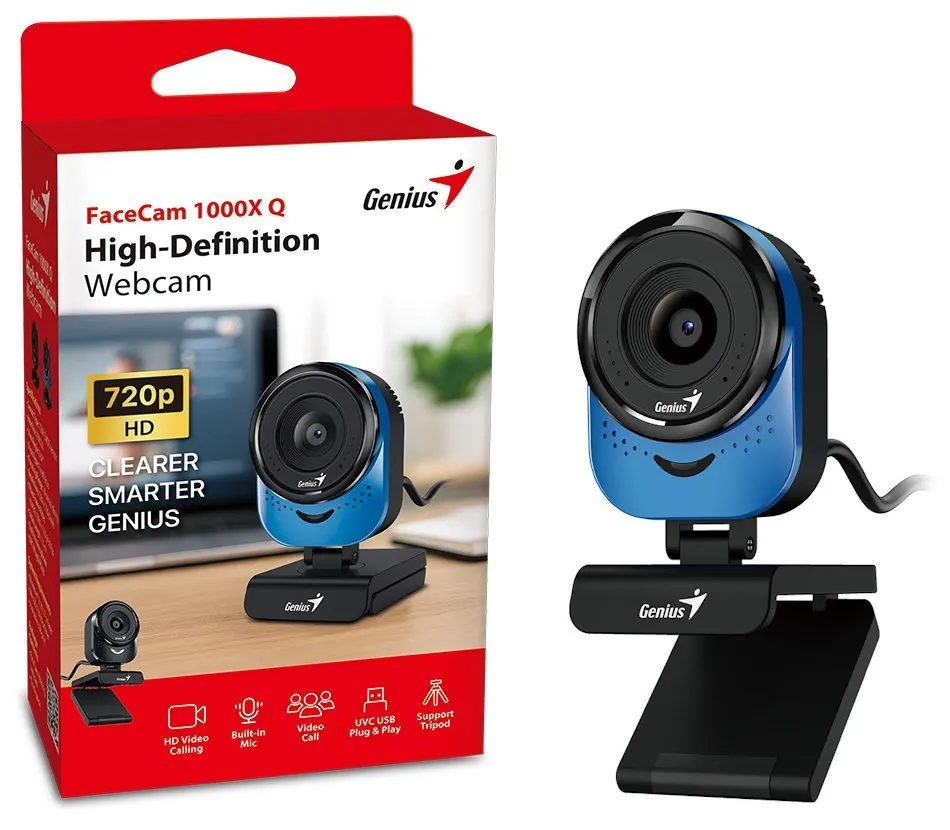 Genius FaceCam 1000X Q, Webkamera, HD 720p, mikrofon, USB 2.0, modrá