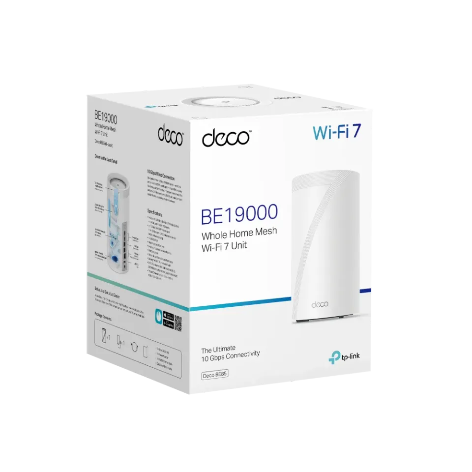 TP-Link Deco BE85(1-pack) BE19000 Třípásmový systém Mesh WiFi 7, 1x 10GLAN, 2x 2