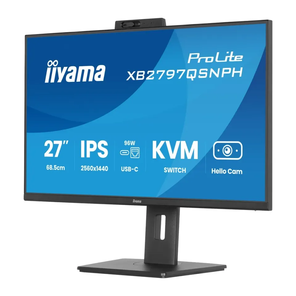 27" iiyama XB2797QSNPH-B1:IPS,QHD,USB-dock,cam