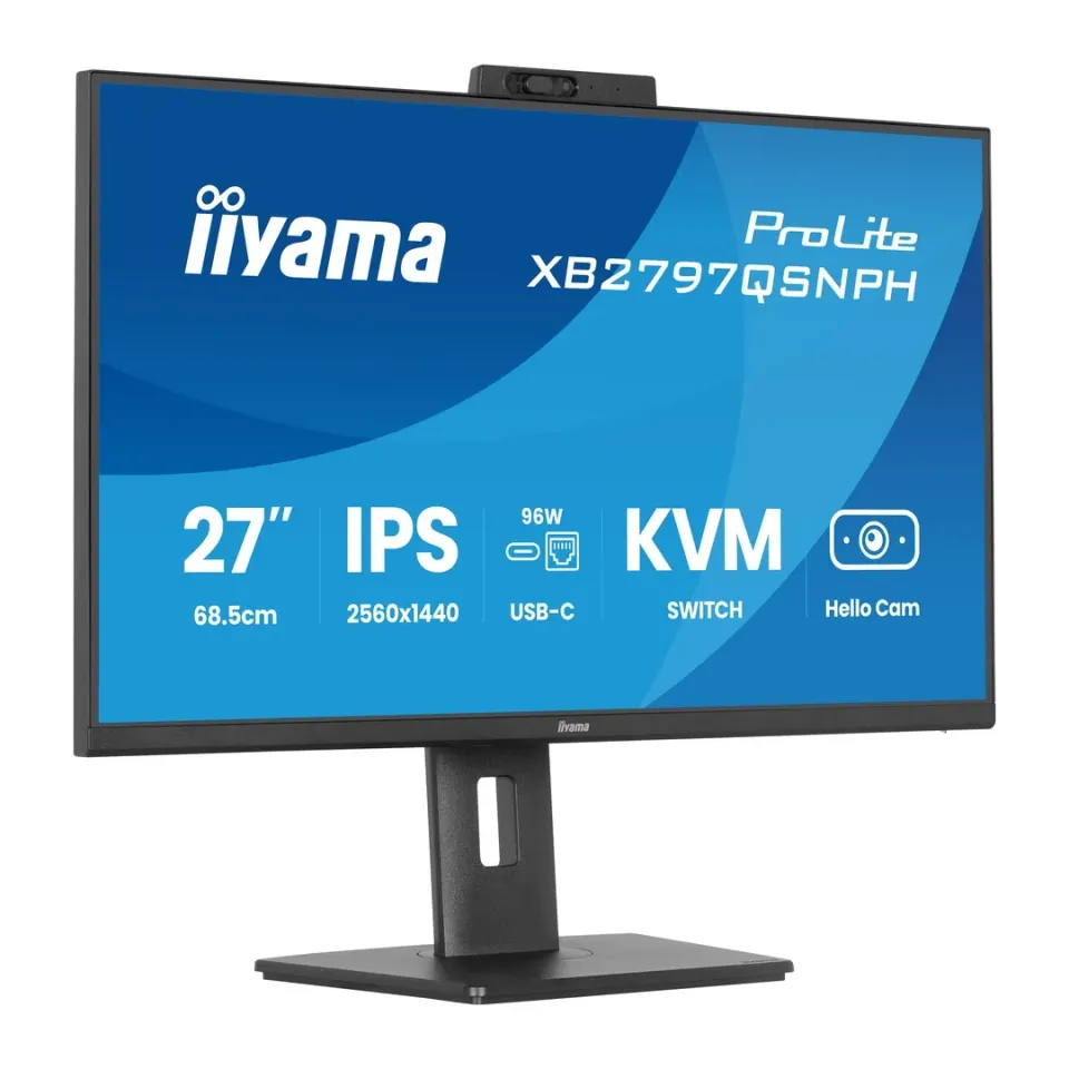 27" iiyama XB2797QSNPH-B1:IPS,QHD,USB-dock,cam