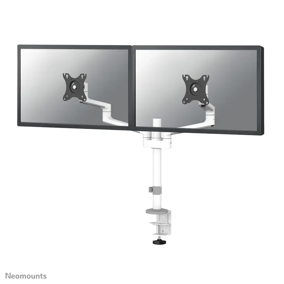 Neomounts DS60-425WH2 /Držák displeje/na stůl/17-27"/svorka+průchodka/3čepy/VESA 100X100/nosn.2x8kg/2 displeje/bílý