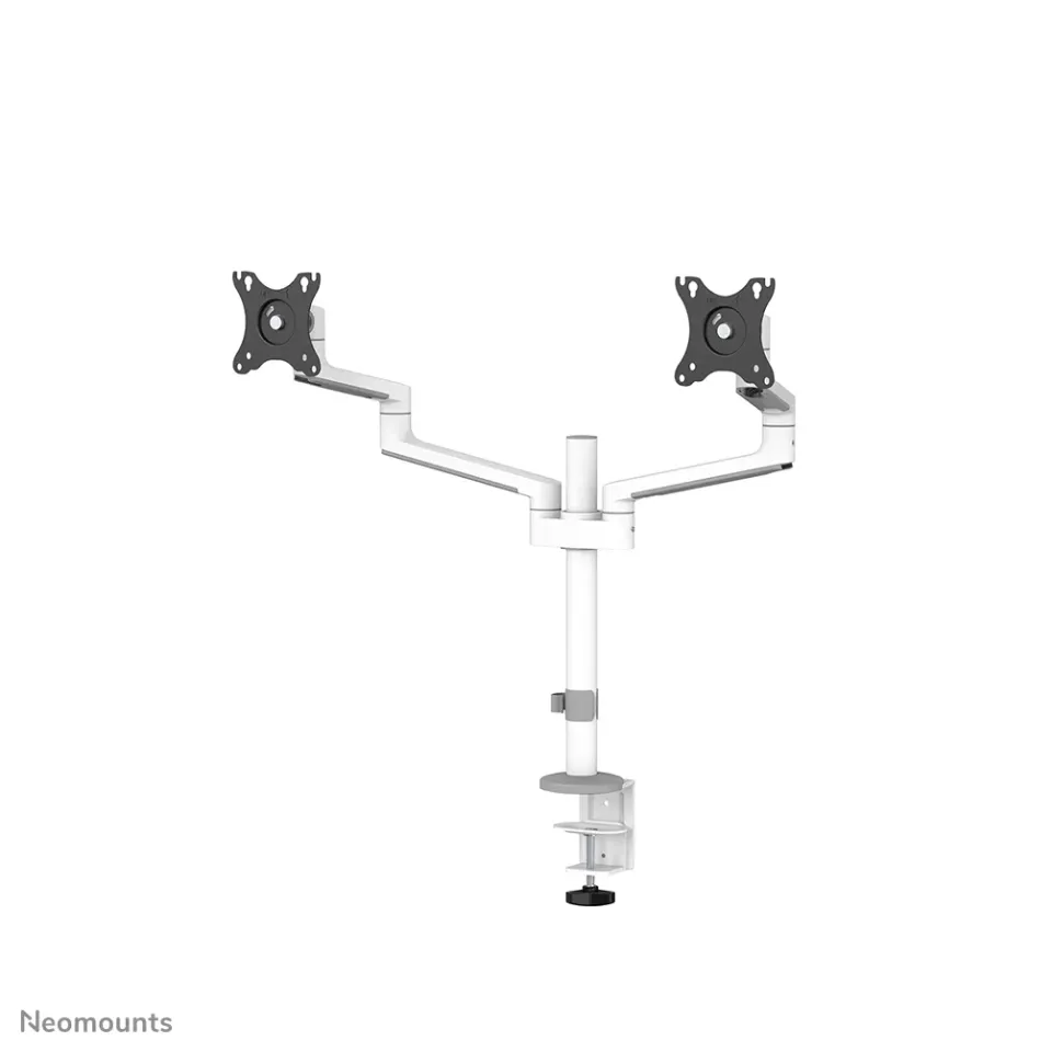 Neomounts DS60-425WH2 /Držák displeje/na stůl/17-27"/svorka+průchodka/3čepy/VESA 100X100/nosn.2x8kg/2 displeje/bílý