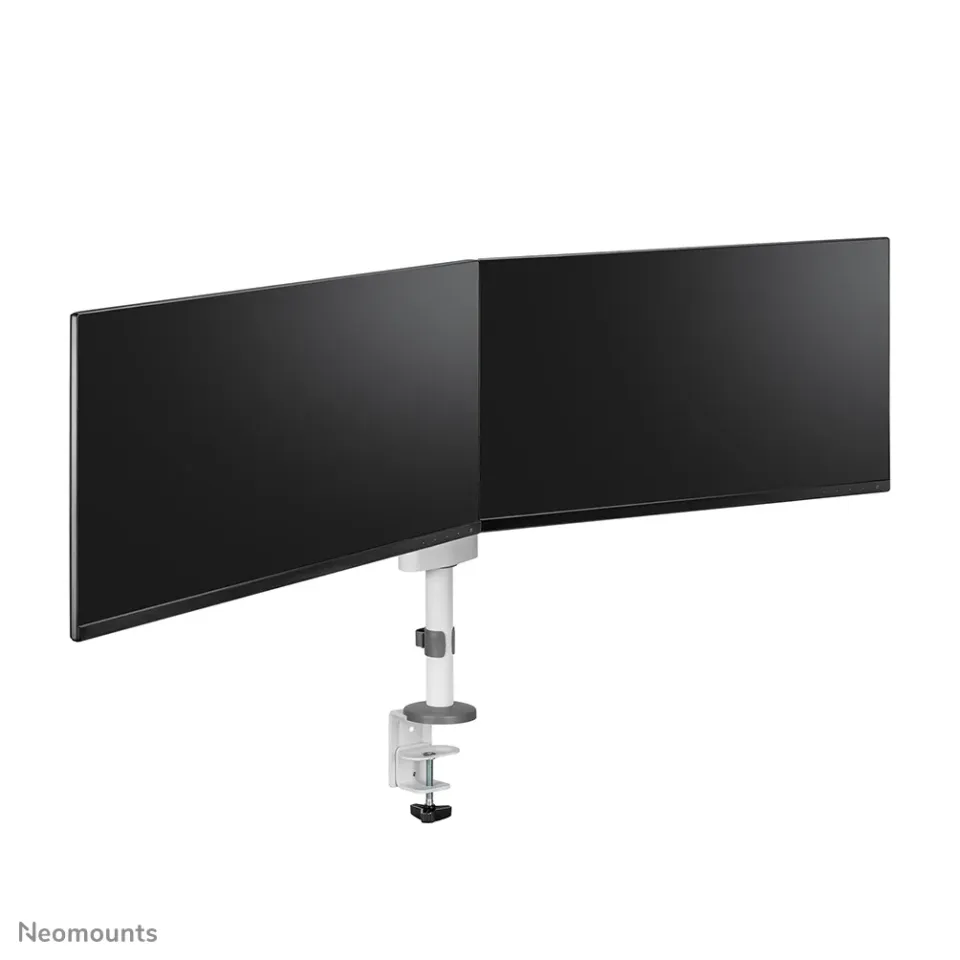 Neomounts DS60-425WH2 /Držák displeje/na stůl/17-27"/svorka+průchodka/3čepy/VESA 100X100/nosn.2x8kg/2 displeje/bílý
