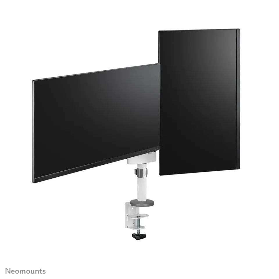 Neomounts DS60-425WH2 /Držák displeje/na stůl/17-27"/svorka+průchodka/3čepy/VESA 100X100/nosn.2x8kg/2 displeje/bílý
