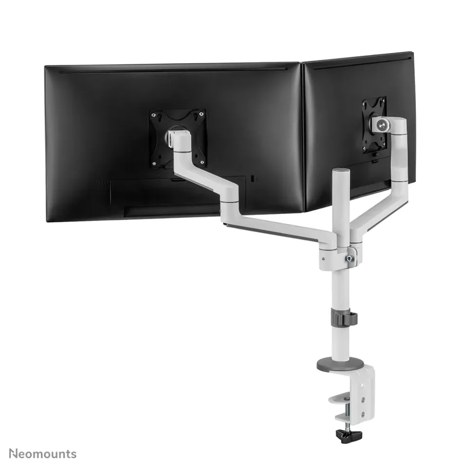 Neomounts DS60-425WH2 /Držák displeje/na stůl/17-27"/svorka+průchodka/3čepy/VESA 100X100/nosn.2x8kg/2 displeje/bílý