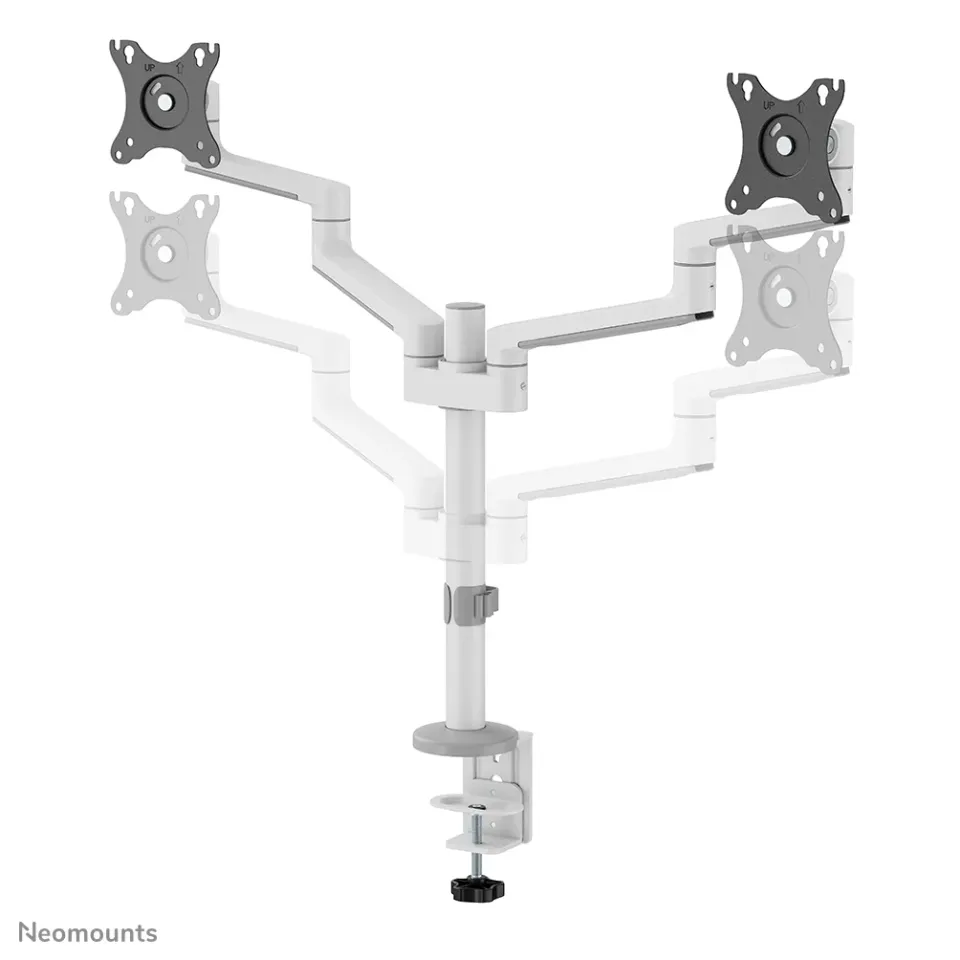 Neomounts DS60-425WH2 /Držák displeje/na stůl/17-27"/svorka+průchodka/3čepy/VESA 100X100/nosn.2x8kg/2 displeje/bílý