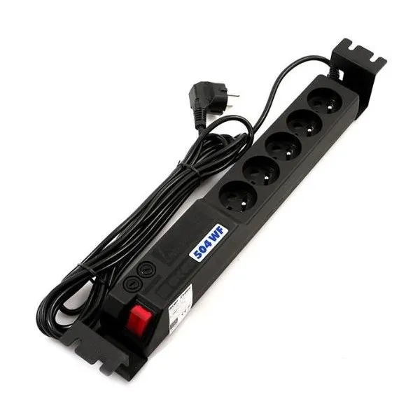 ACAR 19" rozvodný panel 5x 230V, ČSN, kabel 3m, přepěťová ochrana, filtr proti rušení, 2x pojistka, montáž do racku