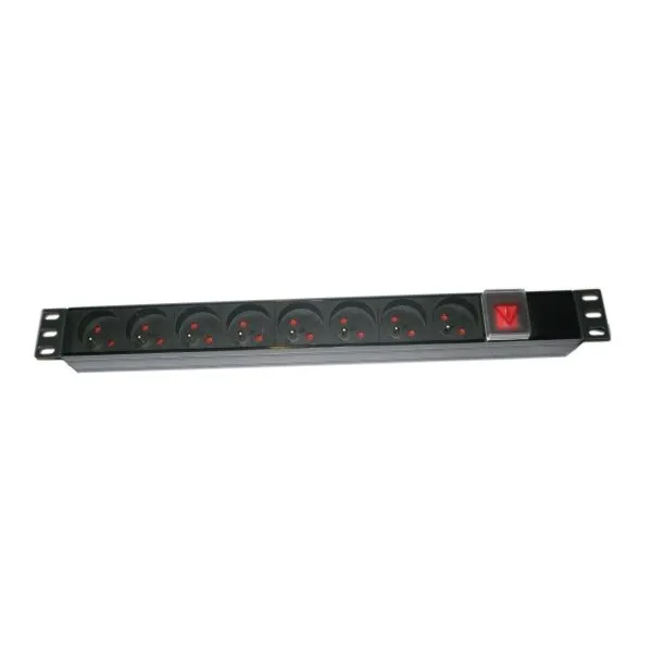 XtendLan 19"/1U rozvodný panel 8x 230V, ČSN, vypínač, 1,8 m