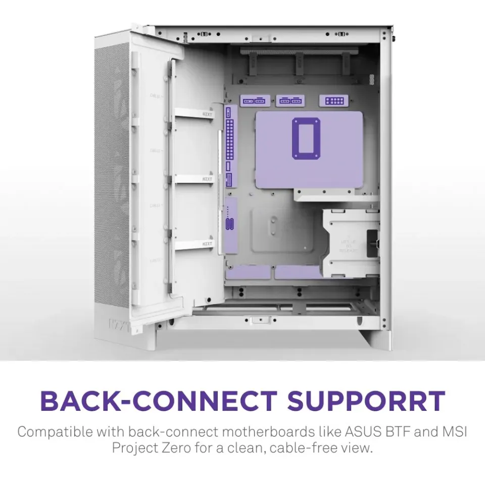 NZXT skříň H9 Flow RGB+ dvoukomorová ATX / 2x140 mm RGB fan / 1x120 RGB fan / prosklená / controller / bílá
