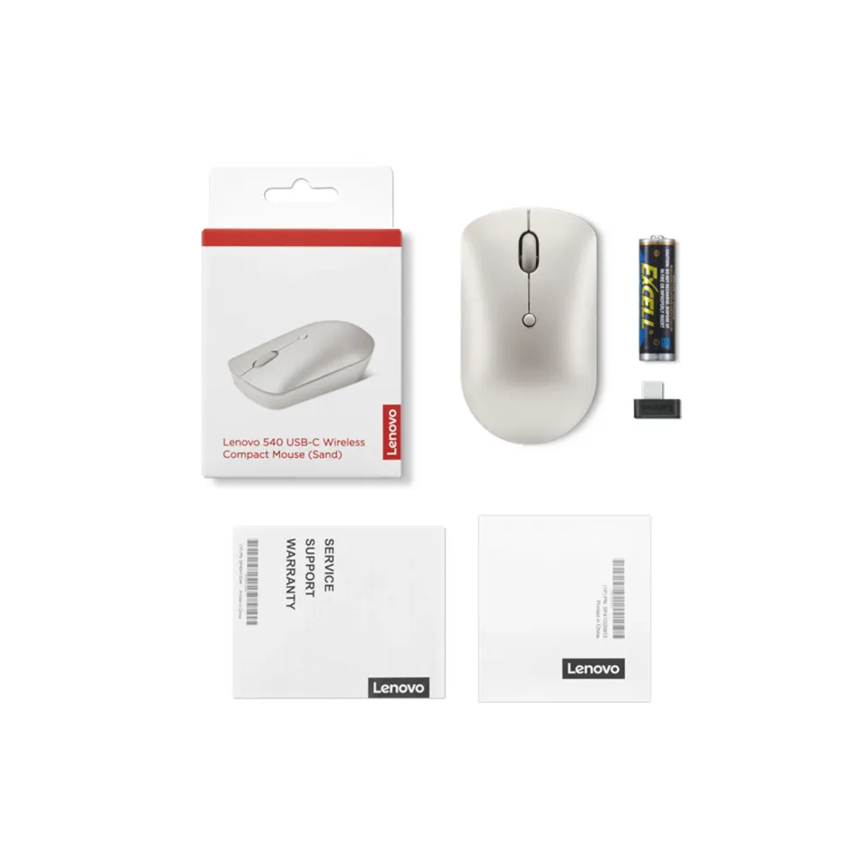 Lenovo myš CONS 540 Bezdrátová kompaktní USB-C (béžová)
