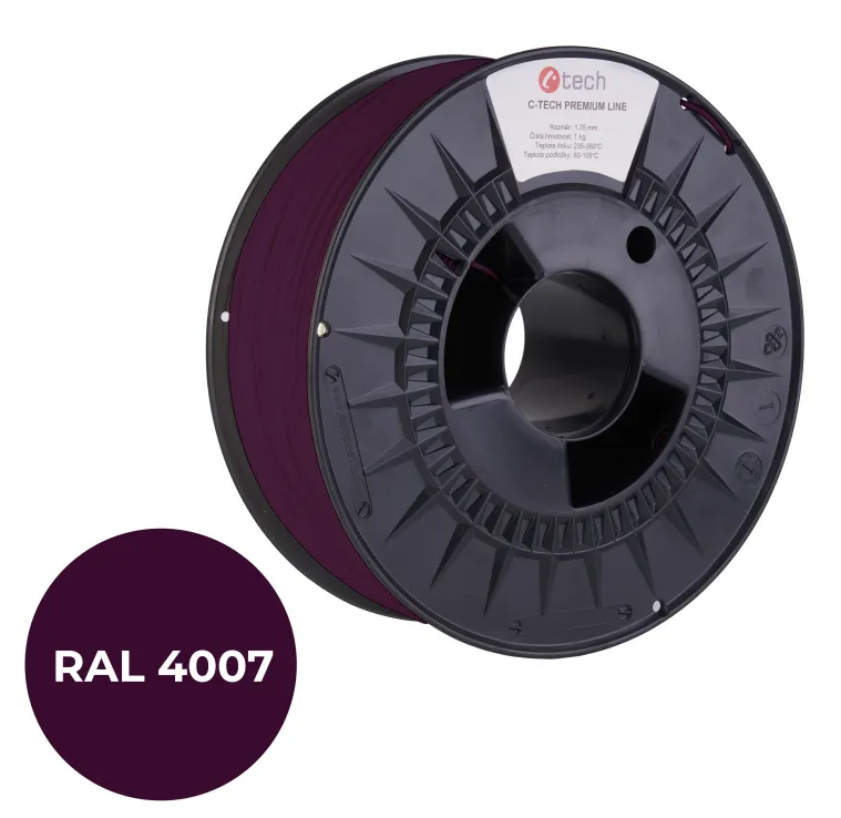 C-TECH tisková struna PREMIUM LINE ( filament ) , PETG, purpurová fialková, RAL4