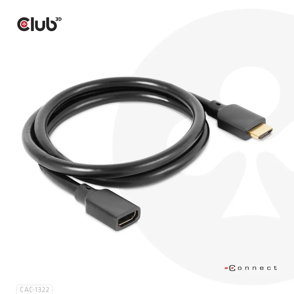 Club3D prodlužovací Ultra rychlý HDMI kabel, 4K120Hz, 8K60Hz, 48Gbps, M/F, 1m, 30 AWG