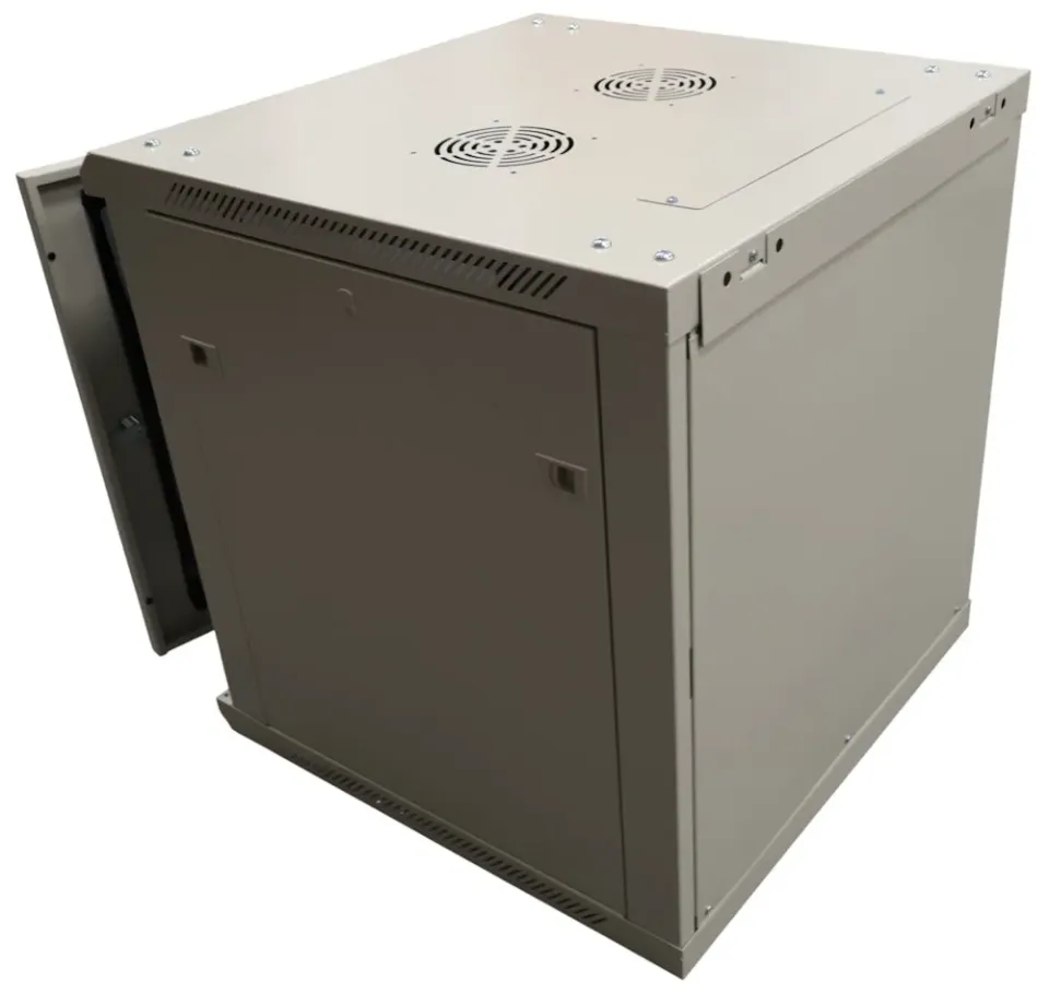 XtendLan 19" nástěnný rozvaděč 15U 600x600, nosnost 60 kg, skleněné kouřové dveře, rozložený, šedý