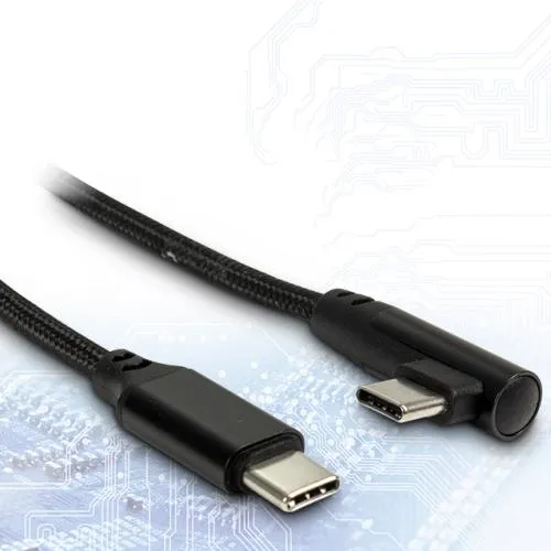 INTER-TECH kabel USB-C na USB-C zalomený 90°, 1m