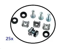 Montážní sada M6 do rozvaděčů - 25ks (100x šroubek + 100x matka + 100x podložka), délka šroubu 20mm