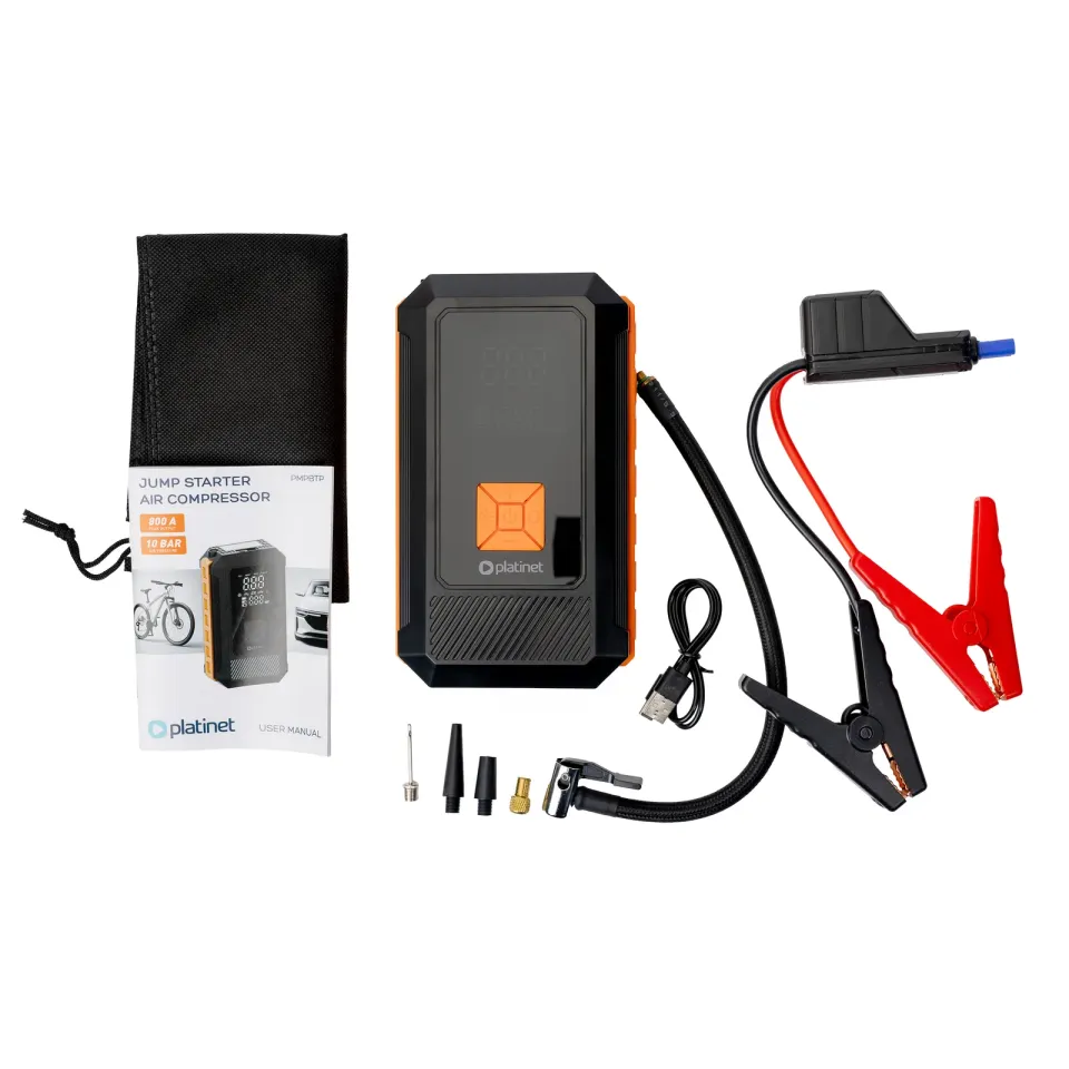 Platinet 4v1 Powerbanka 8000 mAh + Multifunkční startovací nabíječka 800A, kompresor 25 l/min 10 BAR